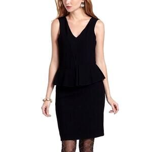 Ganni Peplum V Neck Sleeveless Dress Heavy Crepe Womens Size XS